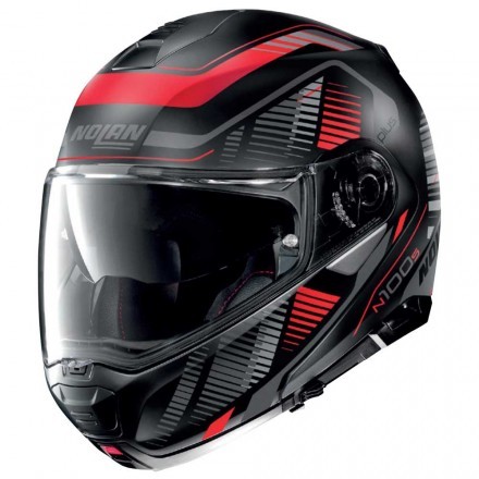 Casco Modulare Nolan N100-5 Plus Starboard N-com Black Red